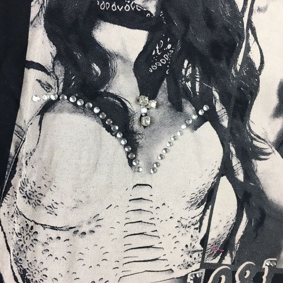 Guess Women's Short Sleeve Eco 1981 Western Girl Tee Rhinestone Black Small NWT - Picture 12 of 12